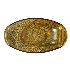 Vtg Amber Glass Oval Baking Dish Casserole 8.5" Unmarked